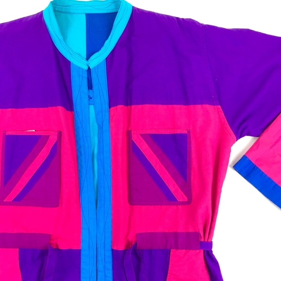 SOLD vintage 80s 90s color block reversible jacket - Picture 3 of 8